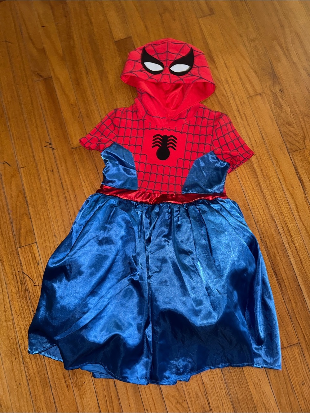 Marvel Red and Blue Spiderman Girl Hooded Costume Dress Halloween